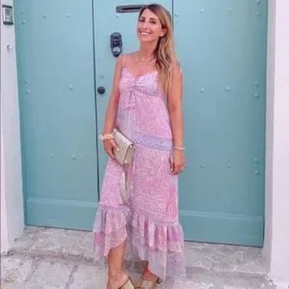 Zara Dresses & Skirts - NWT ZARA Women’s Pink Multi Metallic Striped empire waist midi dress